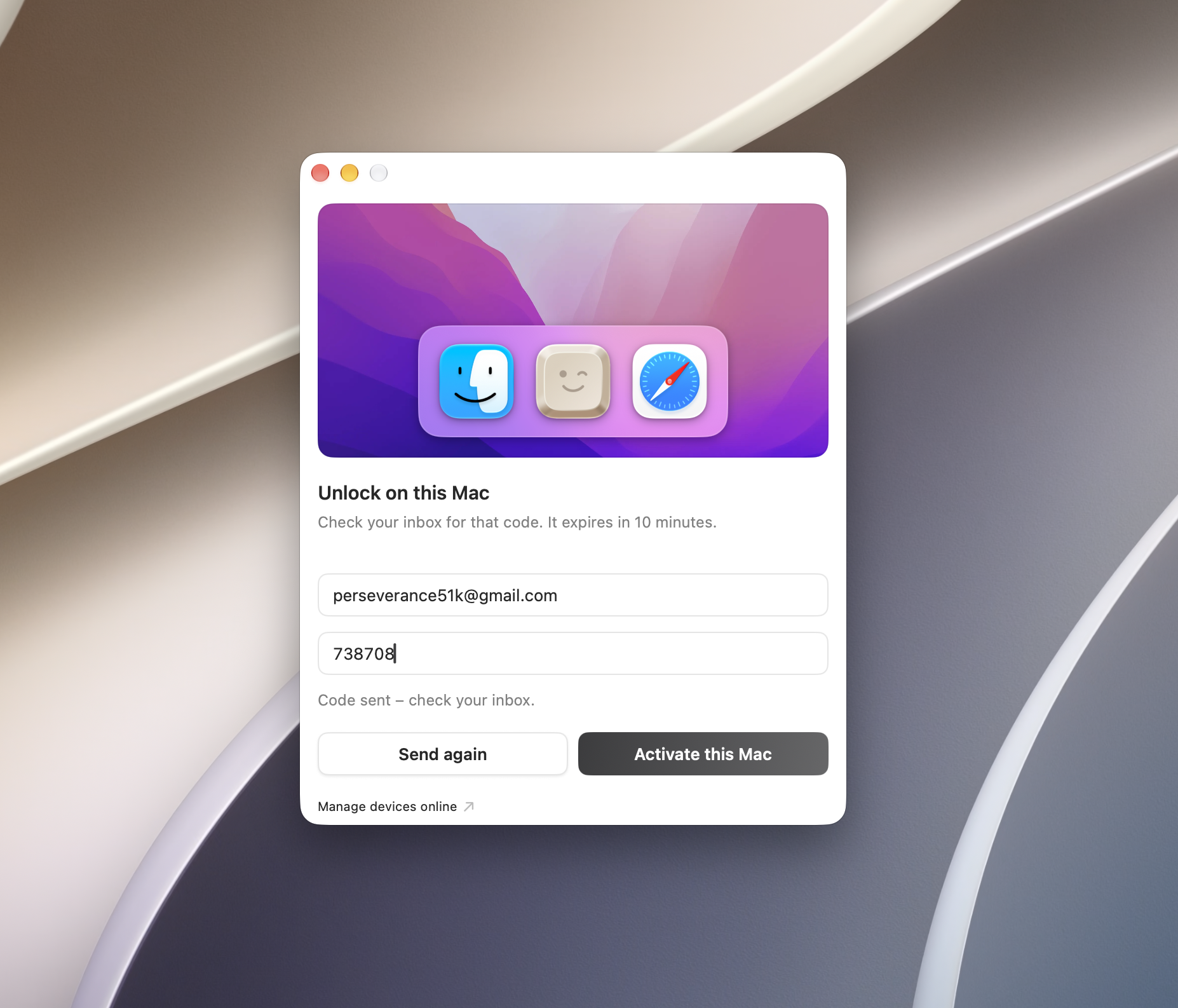 CupertinoClicks Unlock on this Mac window with the 6-digit verification code entered