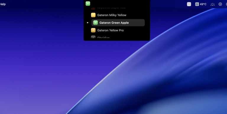 CupertinoClicks notch preset selector on a MacBook
